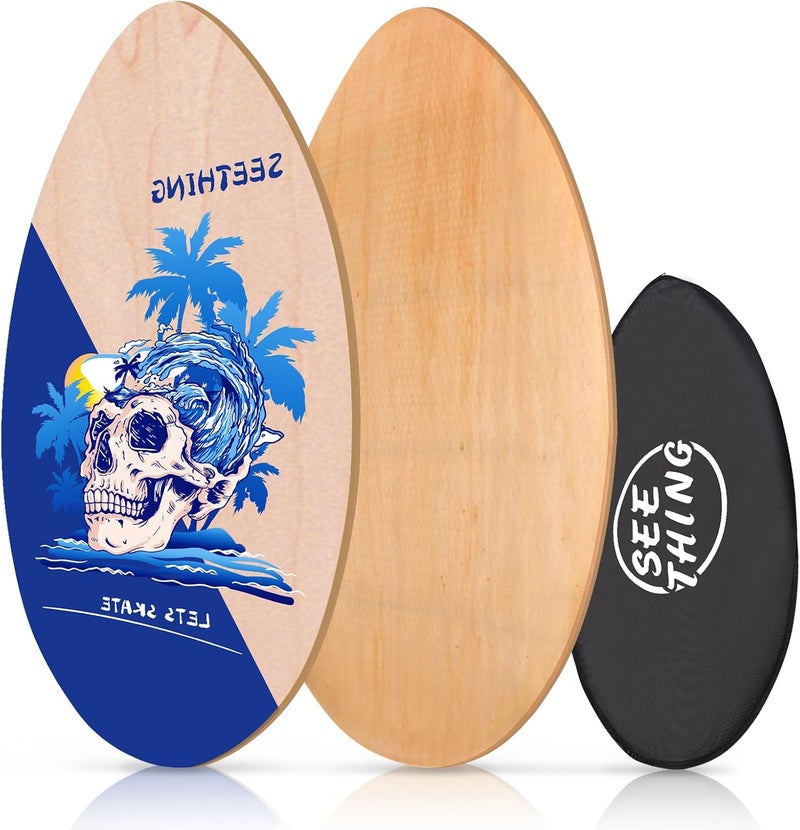 Seething 35 Inch Skimboard with High Gloss Coat Wood Skim Board for Beginners,Kids, Teenagers, Adults and All Skimming - Image 1